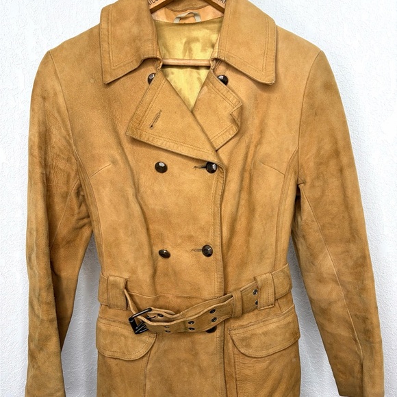 Jackets & Blazers - Vintage Aleksander Lamb Skin Tan Belted Coat Strong & Fisher Norway Women’s Sz S